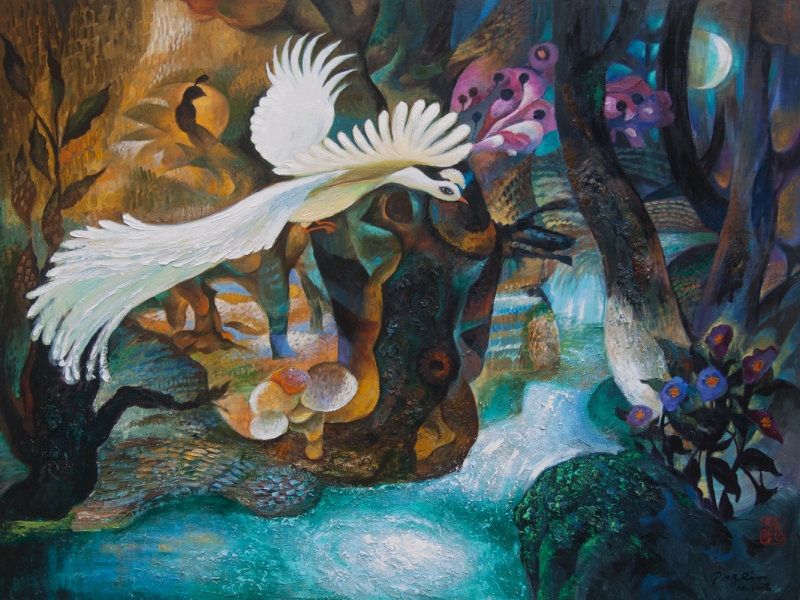 White Peacock Flight by artist Ping Irvin